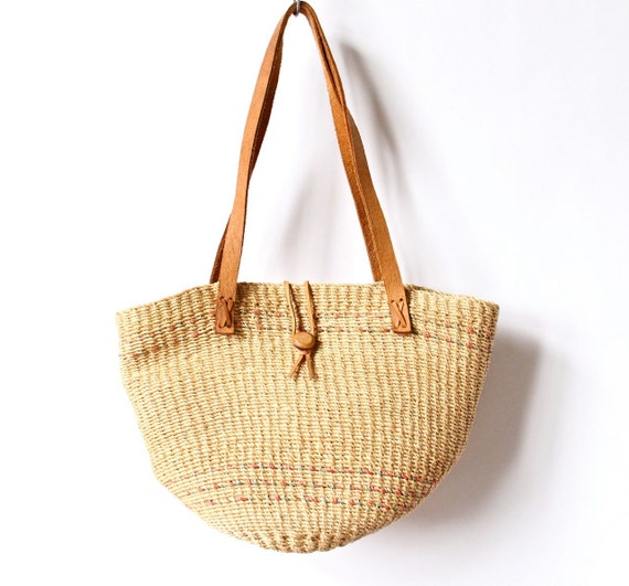 80s Rope Basket Bag Woven Oversized Beach Tote Purse boho hippie 70s ...