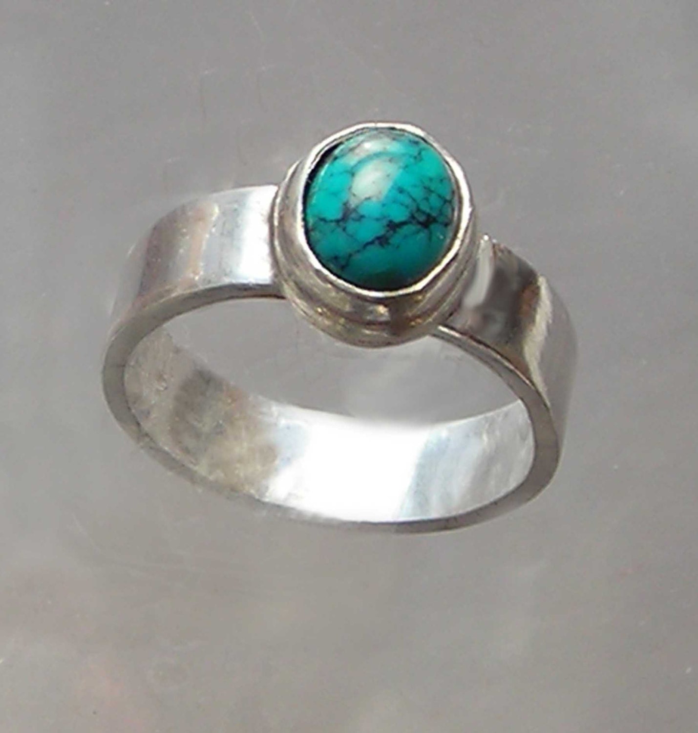 Turquoise Stone Ring American Natural Turquoise Blue Color