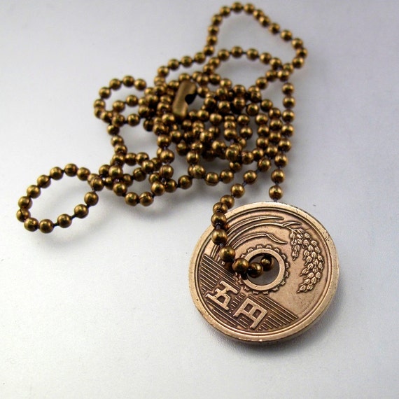 COIN NECKLACE . JAPAN. japanese jewelry pendant. by PartsForYou