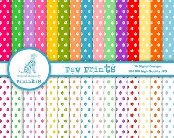 Paw Print Digital Paper Pack - INSTANT DOWNLOAD - Commercial Use (CU)