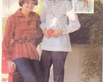 1970s Vintage Womens Sewing Pattern Tunic Tops Butterick 4964 Bust 34"