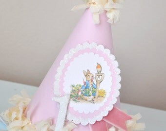 Girls Peter Rabbit Birthday Party Hat, Special Occasion, Photo Prop