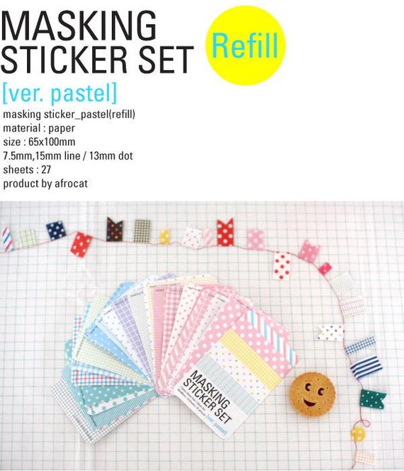 Masking Sticker Set ver. pastel refill by pikwahchan on Etsy
