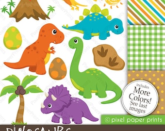 Dinosaur clipart - DINOSAURS - Clipart and Digital Paper Set