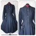 Reserved Listing Vintage 1940's Navy Blue Princess Cut Dress Coat with Rhinestone Buttons XS/Small