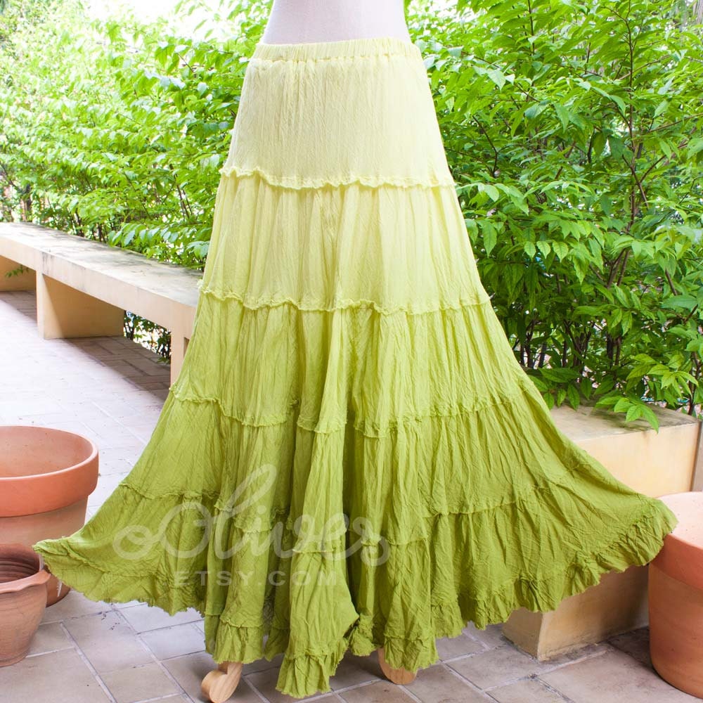 tiered cotton maxi skirt