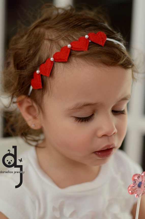 Toddler Valentines Day Headband/Red and White by ...