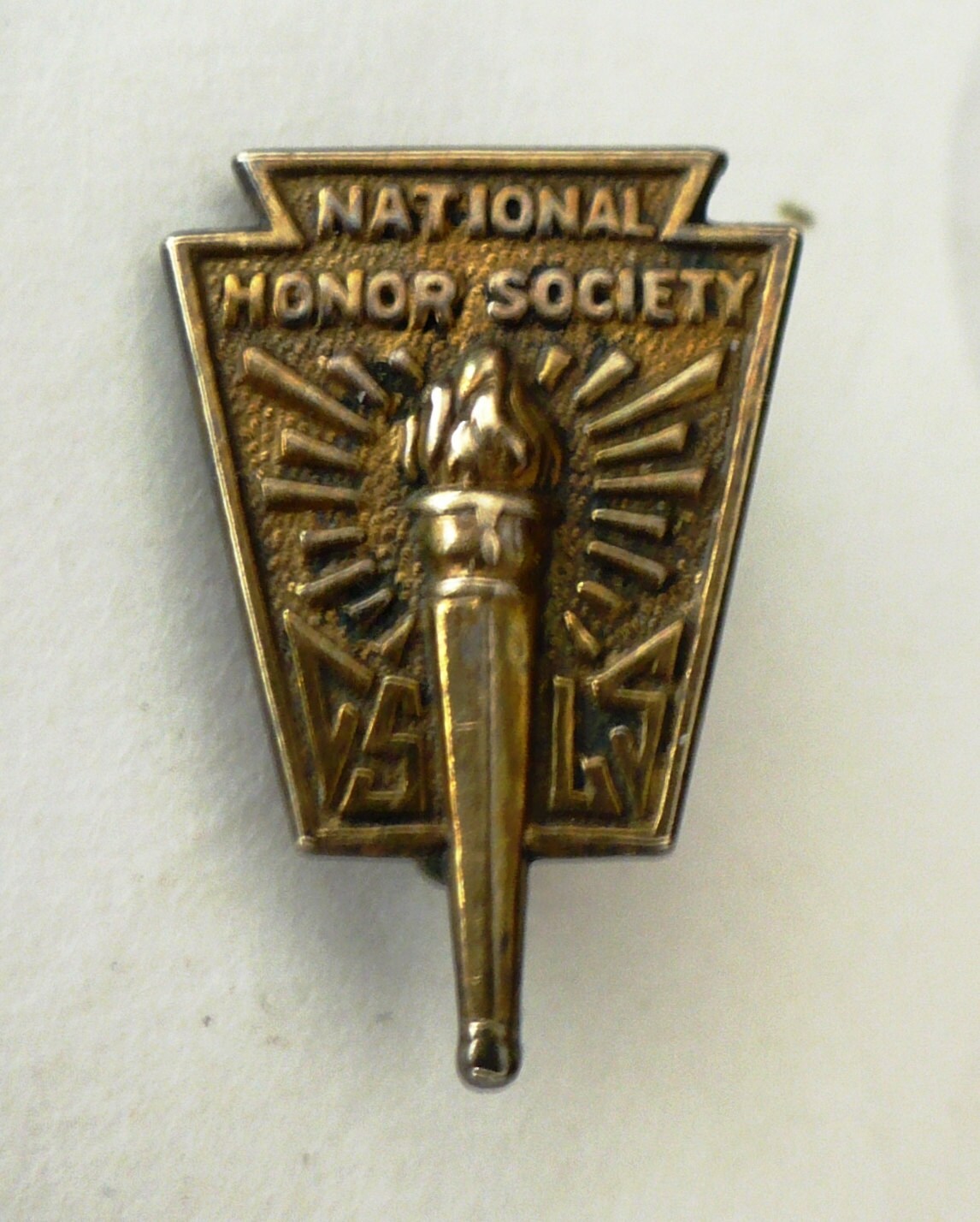 National Honor Society Lapel Pin Torch Initials by RescuedObjects