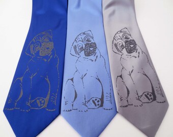 Pug Dog screen printed Necktie Man's Best Friend Tie