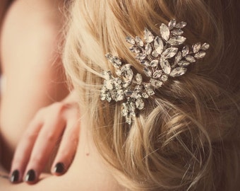 Custom Couture Crystal Wedding Hair Accessories, Bridal Headpiece, Winter Wedding Headpiece, Crystal Hair Comb, Nanna rhinestone comb #173