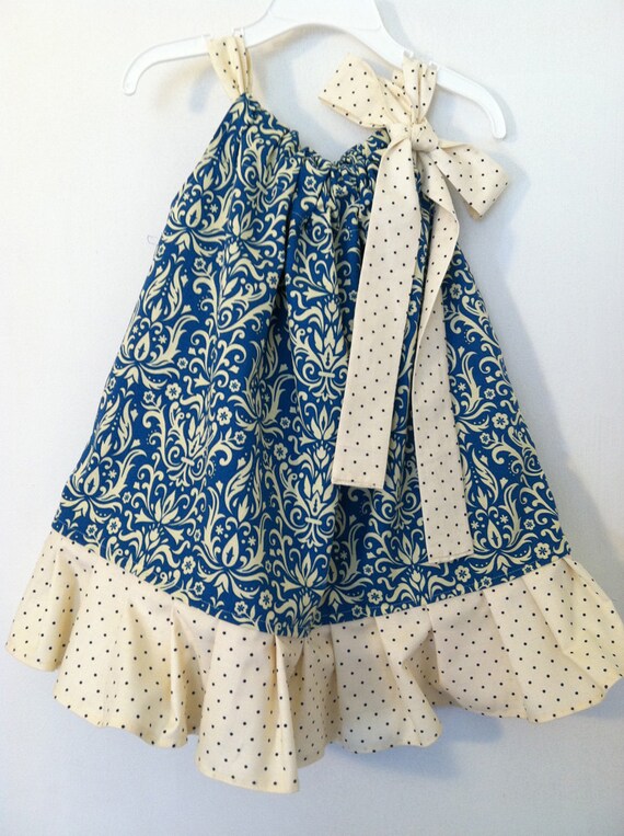 Lilly Blue Damask Dress by LolasMusicBox on Etsy