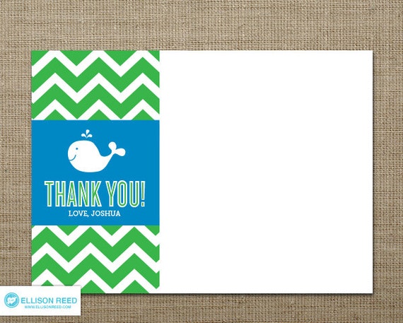 Whale Thank You Note - Whale Birthday - Whale Printable - Chevron - Nautical Birthday - Nautical Printable - Beach Birthday - First Birthday Il_570xn