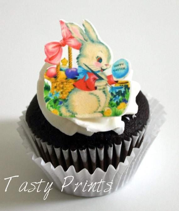 12 Easter Edible Prints - Easter Bunny Painting - edible decorations for cupcake Il_570xn