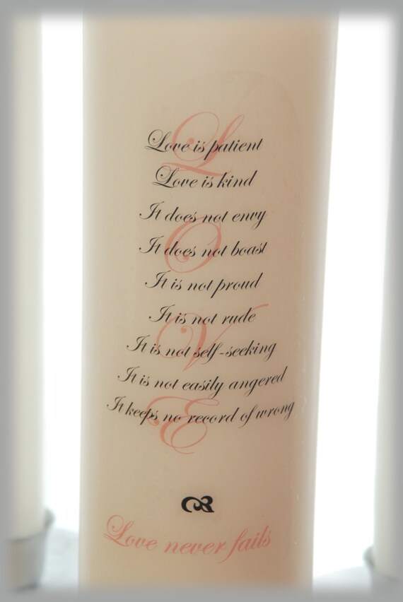 Unity Candle SET With LOVE Poem wedding candles