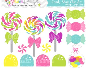 INSTANT DOWNLOAD, candy shop clip art or lollipop clipart for personal and commercial use