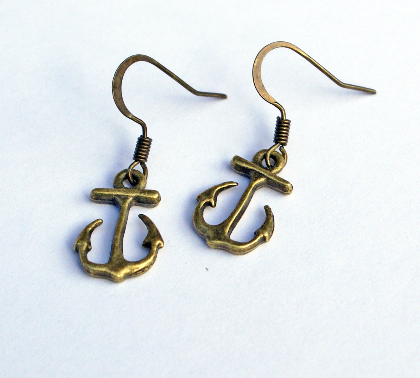 Anchor Earrings Nautical Earrings Brass by
