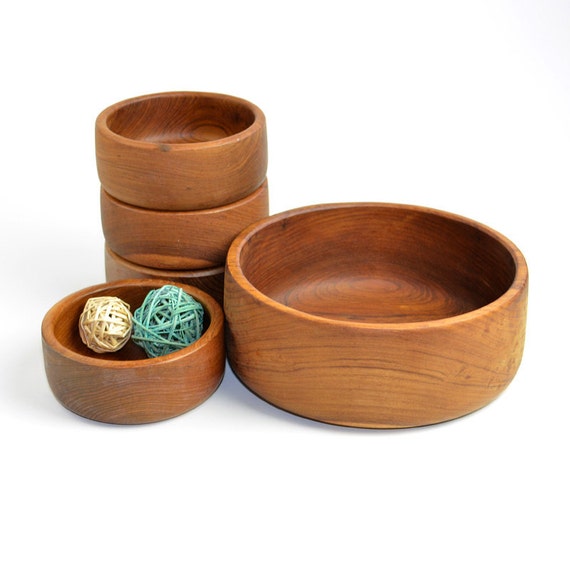SALE Wooden Salad Bowl Serving Set Genuine Natural Teak