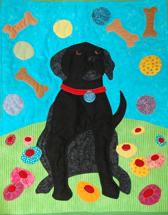 Items similar to One Dog's Daydreams Black Lab Quilt pattern designed by Mary Downes for