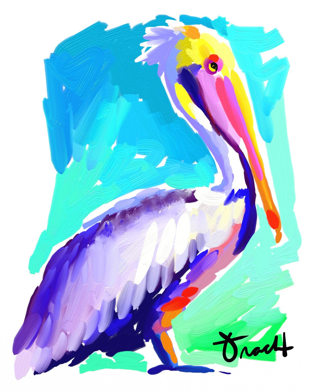 Pelican Art Print 16x20 Pelican by Kelly Tracht Palm Beach
