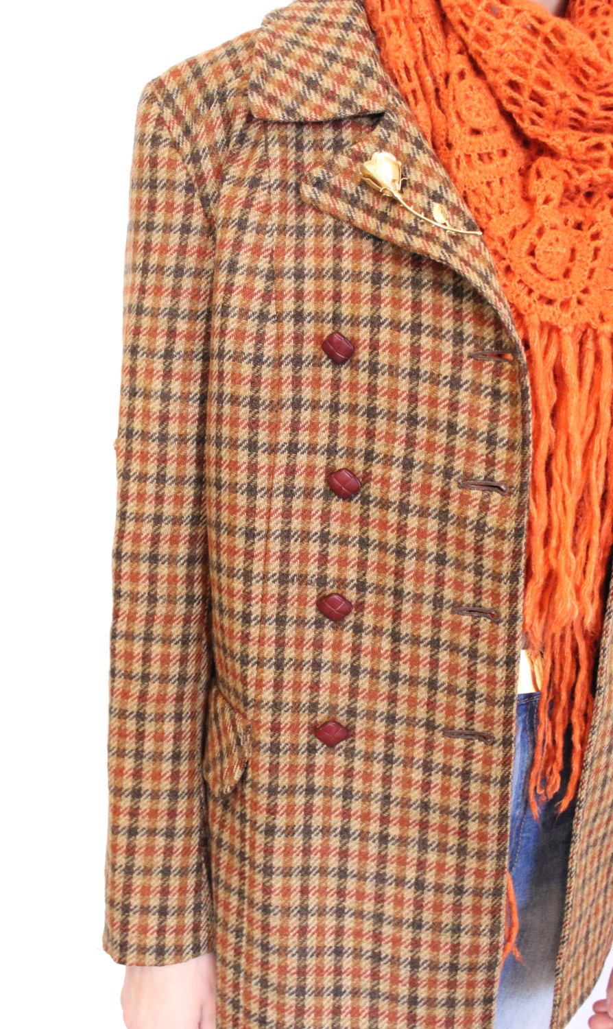 SALE / Vintage Coat / Wool / Brown / Plaid / by ManhattanHippy