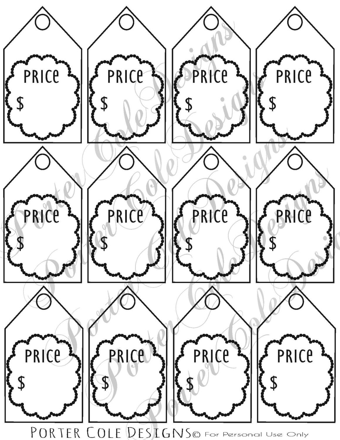 Price Tags Printable DIGITAL FILE