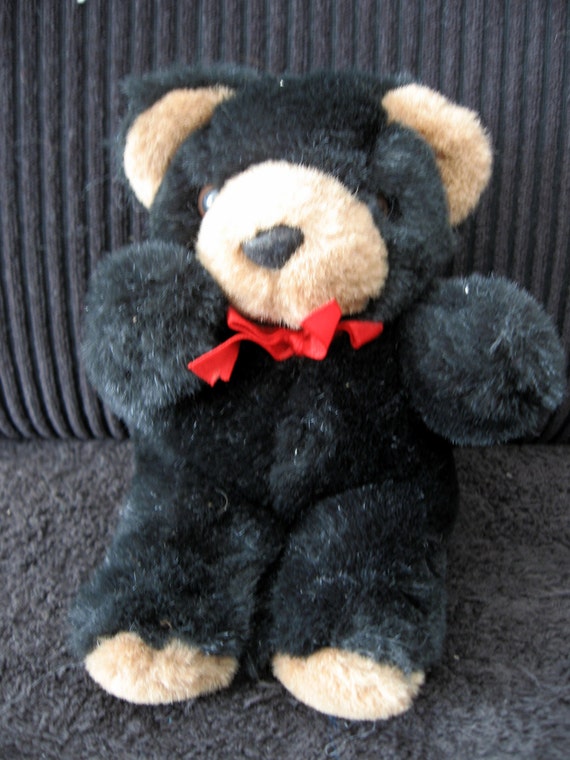 1990 Miniature Black Teddy Bear Stuffed Toy with by ToysnSuch