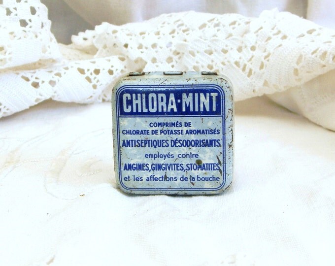 Vintage French Mint Candy Medical Tin / French Decor / Vintage French / Cottage Chic / Retro Vintage Home Interior / Collection / Apothecary