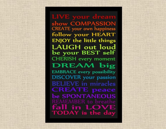 Live Your Dream Today is the Day Wall Art Subway Art Printable Il_570xn