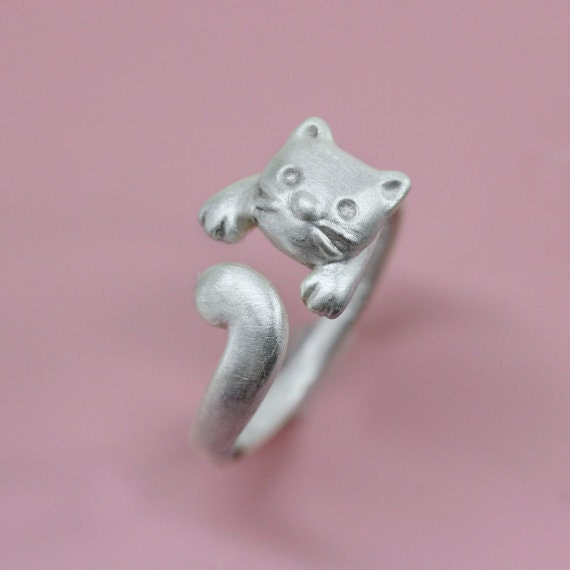 Cat Ring in Sterling Silver, Kitty Ring in sterling silver, Adjustable ...