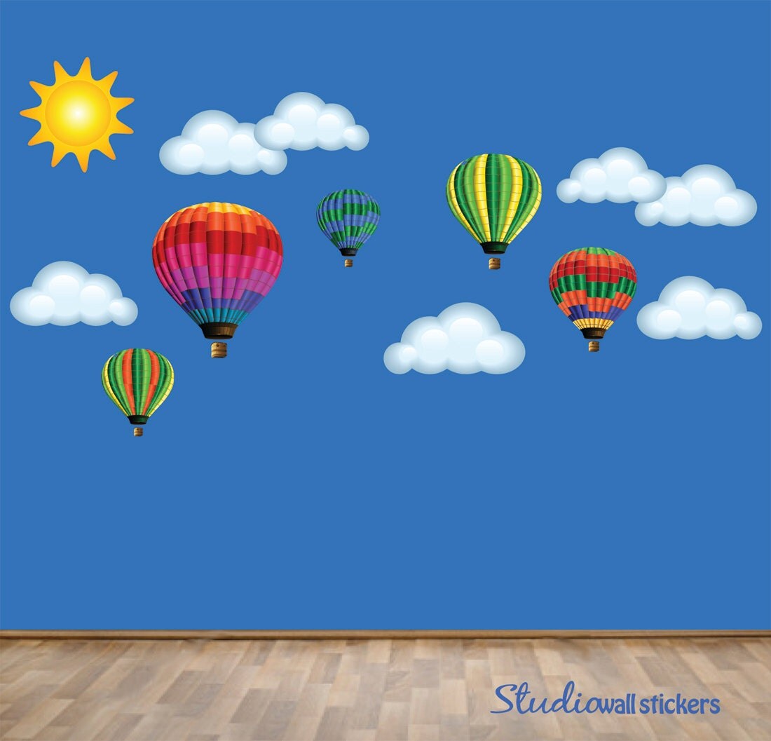 Hot Air Balloons Wall Decal REUSABLE Wall DECAL
