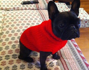 Knitting Pattern Sweater French Bulldog | french bulldog knit handmade ruffled dress sweater for dogs Knitting Pattern Sweater French Bulldog | french bulldog knit handmade ruffled dress sweater for dogs