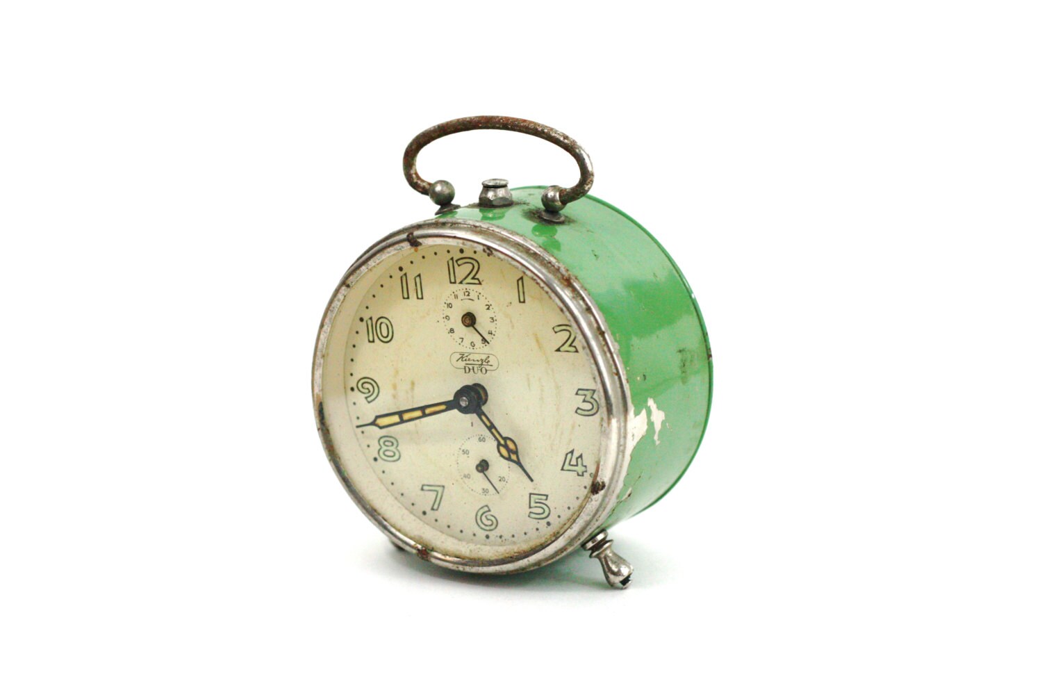 Vintage Green German Alarm Clock / Vintage 1950s German Alarm