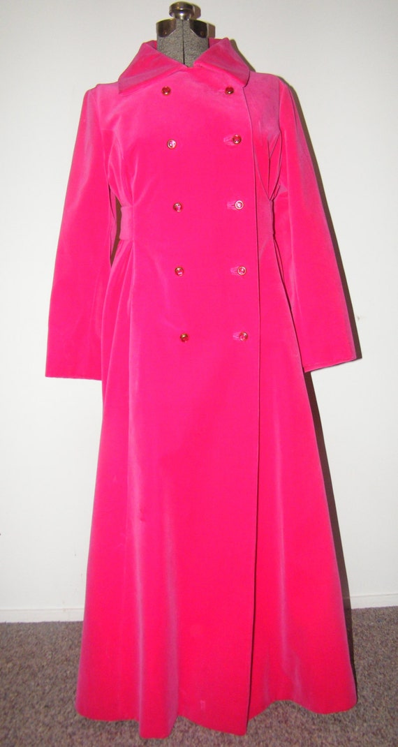 Items similar to Floor length 1960's Hot Pink Velvet Coat on Etsy