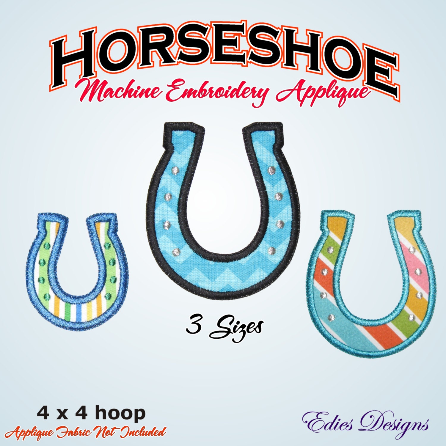 Horseshoe Machine Embroidery Applique