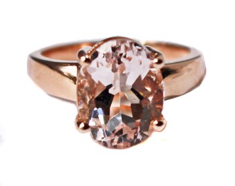 Beautiful Large Morganite 14K Rose Gold Ring