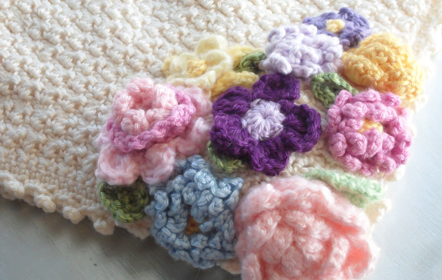 Baby Blanket Crochet Flower Garden Blanket Spring Flowers