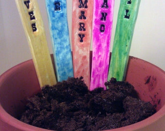 Plant Garden Herb Markers Set of 5 You pick Words Polymer Clay