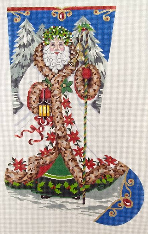 Needlepoint Hand Painted Canvas LEE Christmas Stocking Elegant