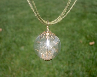 Wish necklace gift Dandelion necklace Terrarium necklace Terrarium jewelry Mini terrarium Real seeds necklace Wish necklace Gift for her
