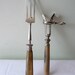 Antique Ham Lamb Leg Bone Gigot D'Agneau Holder Carving Aid - Horn Handle Silver Plated