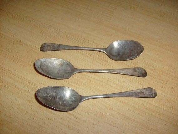 Vintage Antique Silver Baby Spoons Marked Backs Very Old Lot