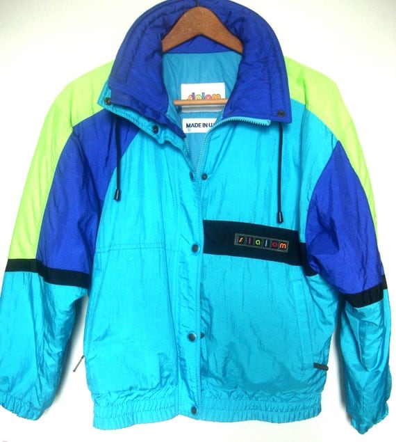 Women's Vintage 80's Colorblock Neon Ski Jacket Slalom