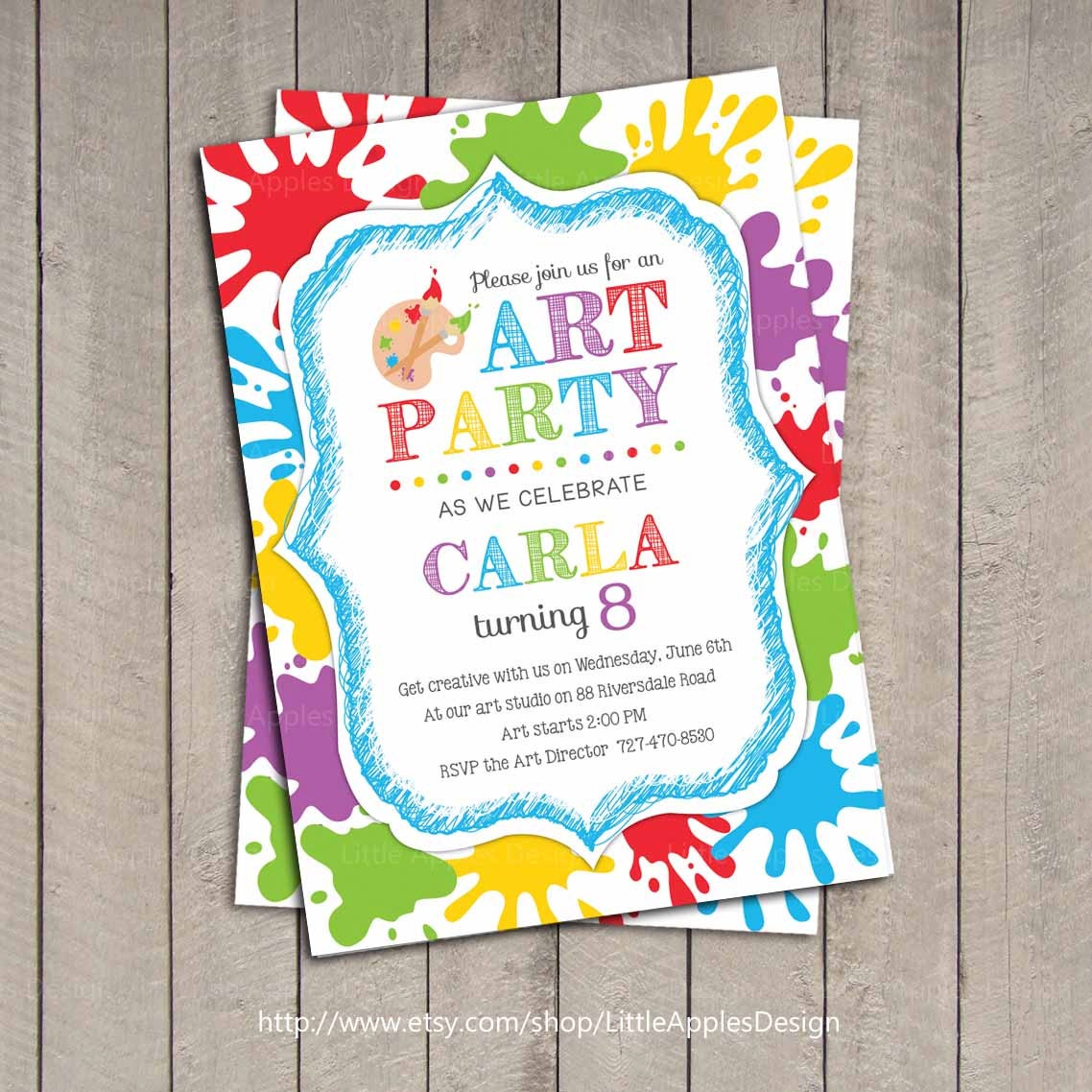  Art  Party  Invitation  Kids Art  Party  invitation  Printable