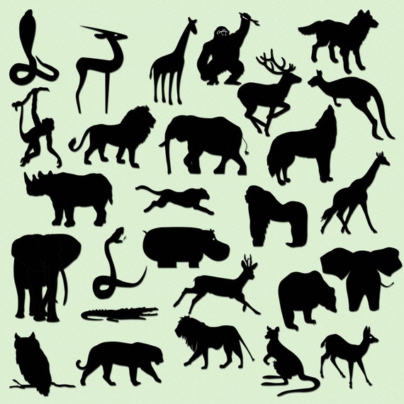 Download Safari Jungle Animal Silhouettes Clip Art-INSTANT DOWNLOAD 27