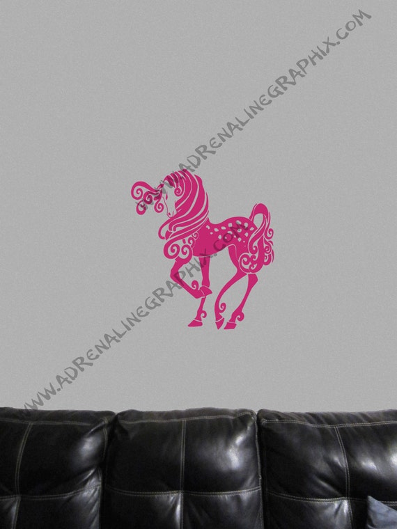 Items similar to Vinyl Wall art Girly Horse wall decal WLD-CC-006 on Etsy