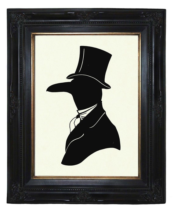 Silhouette Raven Crow Gentleman Victorian Steampunk art print