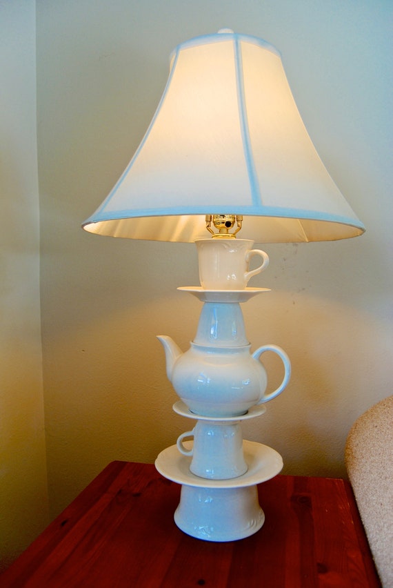 Items similar to Just My Cup of Tea classic white tea set lamp on Etsy
