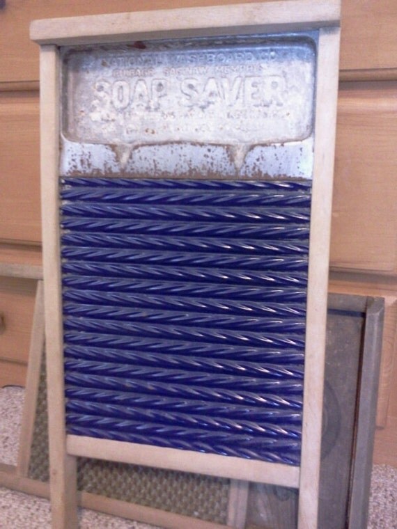 Antique Soap Saver No. 197 Washboard Blue Porcelain Enamel
