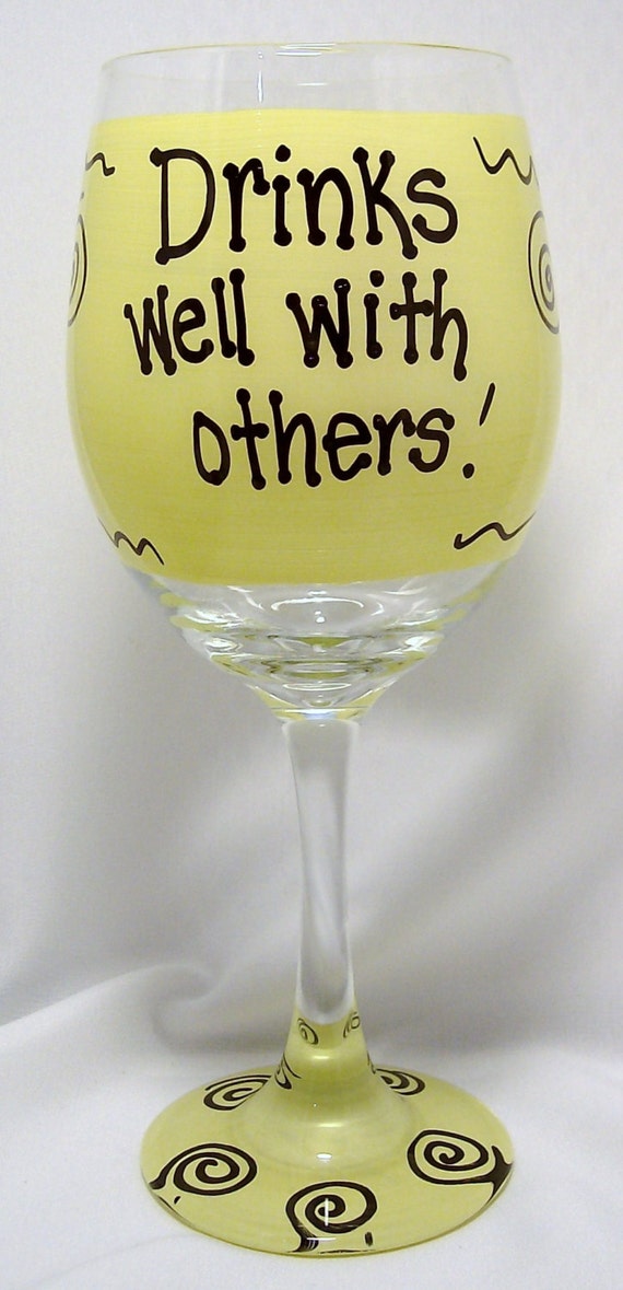 Drinks Well With Others Funny Wine Glass T Boxed