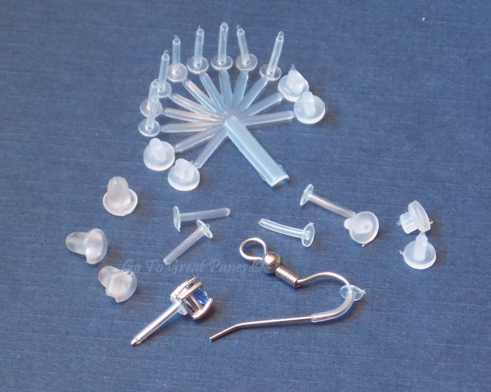 16 Earring Sleeves & Backs Plastic Pierced Ear Sheath